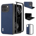 For Google Pixel 9 Pro Fold ABEEL Genuine Leather Luolai Series Phone Case(Dark Blue)