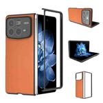 For Xiaomi Mix Fold 4 PU Leather Black Frame Full Coverage Phone Case(Orange)