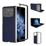 For Xiaomi Mix Fold 4 PU Leather Black Frame Full Coverage Phone Case(Dark Blue)