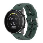 For Suunto Race S Colorful Hole Silicone Watch Band(Olive Green Black)