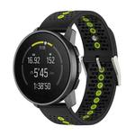 For Suunto Race S Colorful Hole Silicone Watch Band(Black Lime Green)