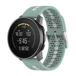 For Suunto Race S Colorful Hole Silicone Watch Band(Rock Cyan White)