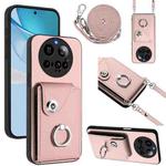 For Xiaomi 15 Ultra Organ Card Bag Ring Holder Phone Case with Long Lanyard(Pink)