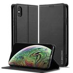 For iPhone XR LC.IMEEKE L1 Series Frosted Fine Texture PU Phone Case(Black)