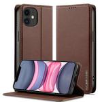 For iPhone 12 / 12 Pro LC.IMEEKE L1 Series Frosted Fine Texture PU Phone Case(Brown)