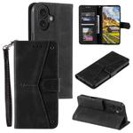 For iPhone 16 Plus Nail Skin Feel Stitching Calf Texture Leather Phone Case(Black)