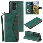 For iPhone 16 Plus Nail Skin Feel Stitching Calf Texture Leather Phone Case(Green)