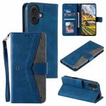 For iPhone 16 Plus Nail Skin Feel Stitching Calf Texture Leather Phone Case(Blue)