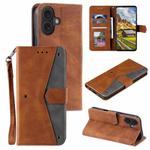 For iPhone 16 Plus Nail Skin Feel Stitching Calf Texture Leather Phone Case(Brown)