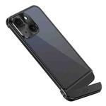 For iPhone 15 Metal Scissor Holder Translucent Aroma Phone Case(Black)