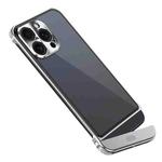 For iPhone 14 Pro Metal Scissor Holder Translucent Aroma Phone Case(Silver)