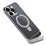 For iPhone 15 Pro Metal Scissor Design Aroma MagSafe Ring Holder Phone Case(Silver)