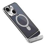 For iPhone 14 Plus Metal Scissor Design Aroma MagSafe Ring Holder Phone Case(Silver)