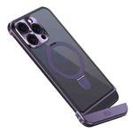 For iPhone 14 Pro Max Metal Scissor Design Aroma MagSafe Ring Holder Phone Case(Purple)