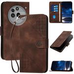 For Nothing Phone 3a Pro YX0080 Grid Butterfly Embossed Pattern Leather Phone Case with Lanyard(Coffee)
