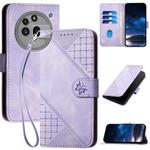 For Nothing Phone 3a Pro YX0080 Grid Butterfly Embossed Pattern Leather Phone Case with Lanyard(Light Purple)
