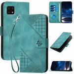 For Sharp Aquos Sense6 YX0080 Grid Butterfly Embossed Pattern Flip Leather Phone Case with Lanyard(Light Blue)