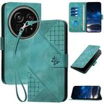 For Sharp Aquos R9 Pro Grid Butterfly Embossed Pattern Leather Phone Case with Lanyard(Light Blue)