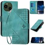 For Sharp Aquos R10 Grid Butterfly Embossed Pattern Leather Phone Case with Lanyard(Light Blue)