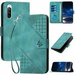 For Sony Xperia 10 III YX0080 Grid Butterfly Embossed Pattern Flip Leather Phone Case with Lanyard(Light Blue)