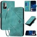 For Redmi 10 YX0080 Grid Butterfly Embossed Pattern Flip Leather Phone Case with Lanyard(Light Blue)