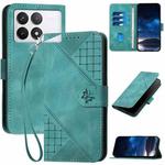 For Redmi K70 YX0080 Grid Butterfly Embossed Pattern Flip Leather Phone Case with Lanyard(Light Blue)