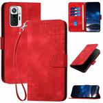 For Redmi Note 10 Pro Max YX0080 Grid Butterfly Embossed Pattern Flip Leather Phone Case with Lanyard(Red)