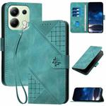 For Redmi Note 13 4G YX0080 Grid Butterfly Embossed Pattern Flip Leather Phone Case with Lanyard(Light Blue)