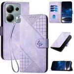 For Redmi Note 13 Pro 4G YX0080 Grid Butterfly Embossed Pattern Flip Leather Phone Case with Lanyard(Light Purple)