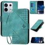 For Redmi Note 13 Pro 5G YX0080 Grid Butterfly Embossed Pattern Flip Leather Phone Case with Lanyard(Light Blue)