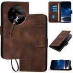 For Xiaomi 14 Ultra YX0080 Grid Butterfly Embossed Pattern Flip Leather Phone Case with Lanyard(Coffee)