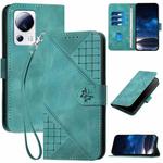 For Xiaomi Civi 2 YX0080 Grid Butterfly Embossed Pattern Flip Leather Phone Case with Lanyard(Light Blue)