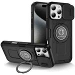 For iPhone 16 Pro Sliding Camshield TPU Hybrid PC Magnetic Holder Phone Case(Black)