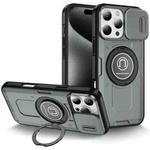 For iPhone 16 Pro Sliding Camshield TPU Hybrid PC Magnetic Holder Phone Case(Grey)