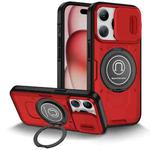 For iPhone 15 Pro Sliding Camshield TPU Hybrid PC Magnetic Holder Phone Case(Red)