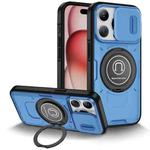 For iPhone 15 Pro Sliding Camshield TPU Hybrid PC Magnetic Holder Phone Case(Sky Blue)