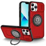 For iPhone 13 Pro Max Sliding Camshield TPU Hybrid PC Magnetic Holder Phone Case(Red)