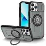 For iPhone 13 Pro Max Sliding Camshield TPU Hybrid PC Magnetic Holder Phone Case(Grey)