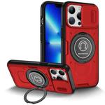 For iPhone 13 Pro Sliding Camshield TPU Hybrid PC Magnetic Holder Phone Case(Red)