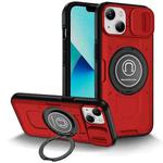 For iPhone 13 Sliding Camshield TPU Hybrid PC Magnetic Holder Phone Case(Red)