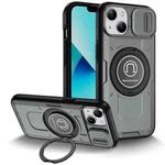 For iPhone 13 Sliding Camshield TPU Hybrid PC Magnetic Holder Phone Case(Grey)