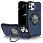 For iPhone 12 Pro Max Sliding Camshield TPU Hybrid PC Magnetic Holder Phone Case(Dark Blue)