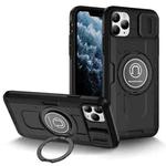 For iPhone 11 Pro Max Sliding Camshield TPU Hybrid PC Magnetic Holder Phone Case(Black)