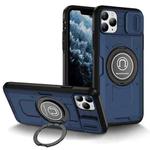 For iPhone 11 Pro Max Sliding Camshield TPU Hybrid PC Magnetic Holder Phone Case(Dark Blue)