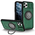 For iPhone 11 Pro Sliding Camshield TPU Hybrid PC Magnetic Holder Phone Case(Dark Green)