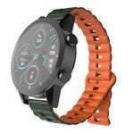 20mm Reverse Buckle Two Color Magnetic Silicone Watch Band(Olive Green+Orange)