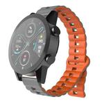 22mm Reverse Buckle Two Color Magnetic Silicone Watch Band(Grey+Orange)