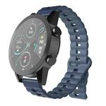 22mm Reverse Buckle Two Color Magnetic Silicone Watch Band(Dark Blue+Light Blue)