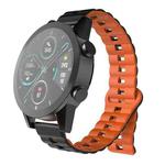 22mm Reverse Buckle Two Color Magnetic Silicone Watch Band(Black+Orange)