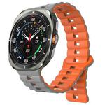 For Samsung Galaxy Watch Ultra 47mm Reverse Buckle Two Color Magnetic Silicone Watch Band(Grey+Orange)